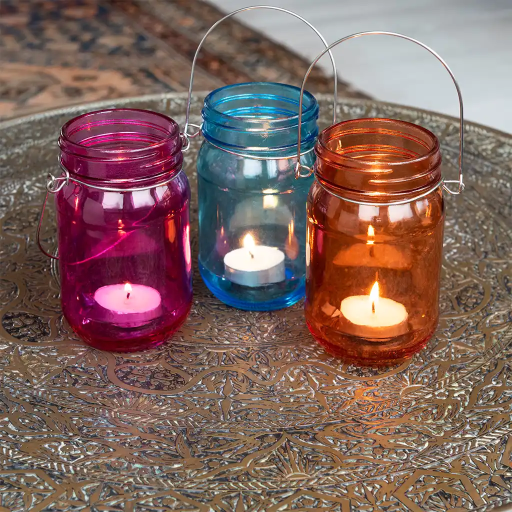 jam jar tealight holder - orange