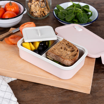 double wall lunch box with divider - pink