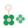 faux leather keyring - green daisy