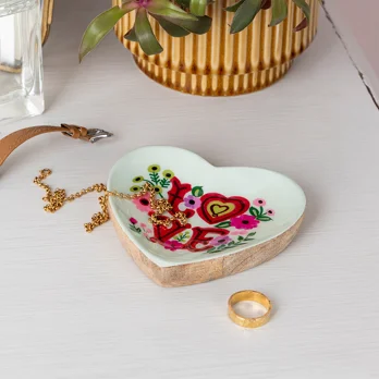 wooden heart-shaped trinket dish - love wooden heart-shaped trinket dish - love
