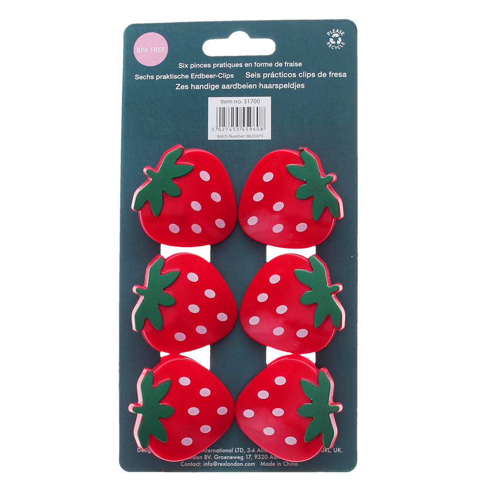 bag clips (set of 6) - strawberry