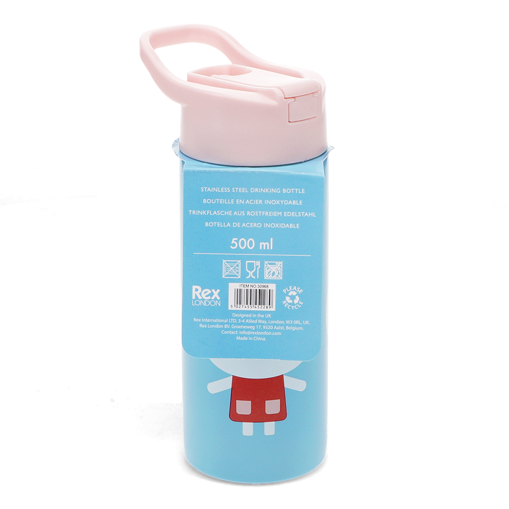 stainless steel bottle with push button lid 500ml - lottie and friends