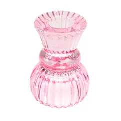 double ended glass candle holder - pink double ended glass candle holder - pink