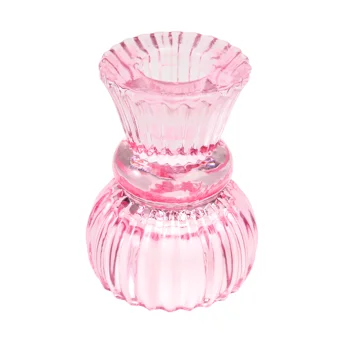 double ended glass candle holder - pink double ended glass candle holder - pink