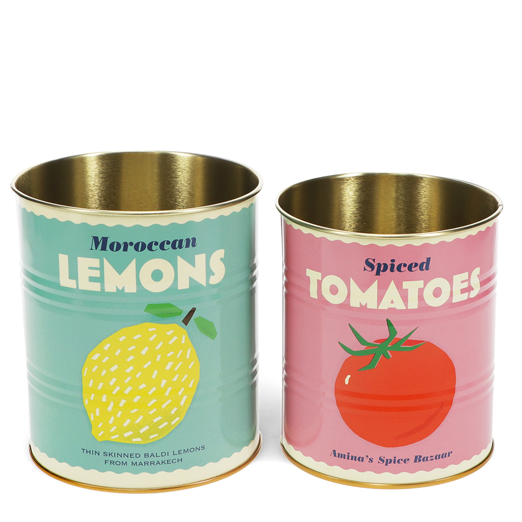 medium storage tins (set of 2) - lemon and tomato