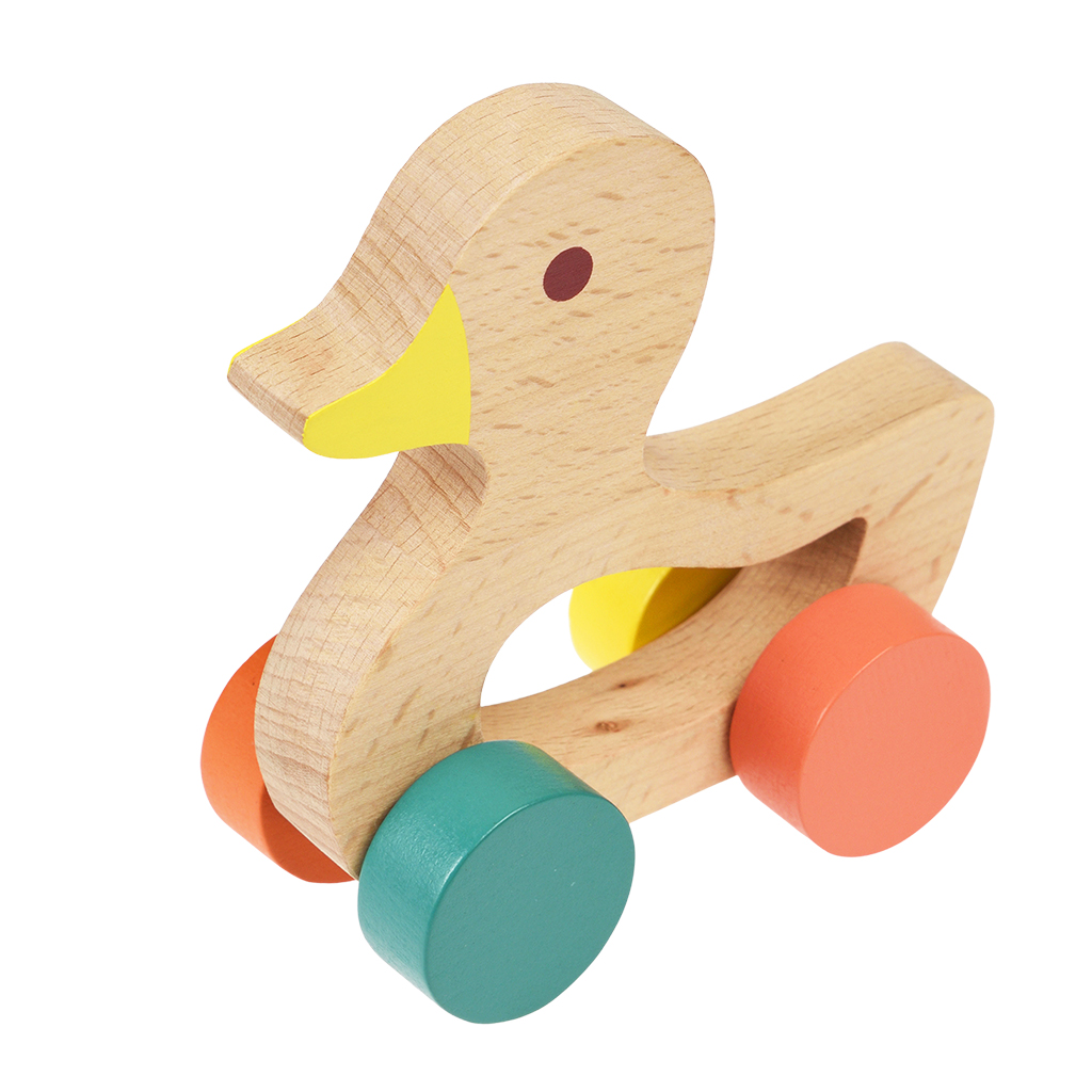 wooden push along toy - duck