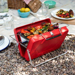 portable suitcase bbq - red
