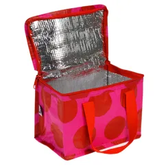 insulated lunch bag - red on pink spotlight