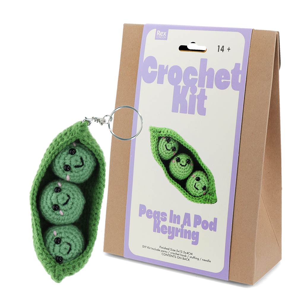 crochet keyring kit - peas in a pod