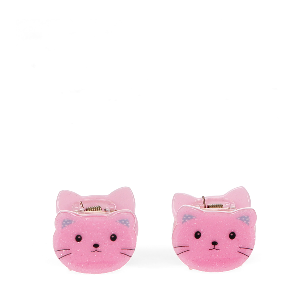 mini hair claw clips (set of 2) - pink cats