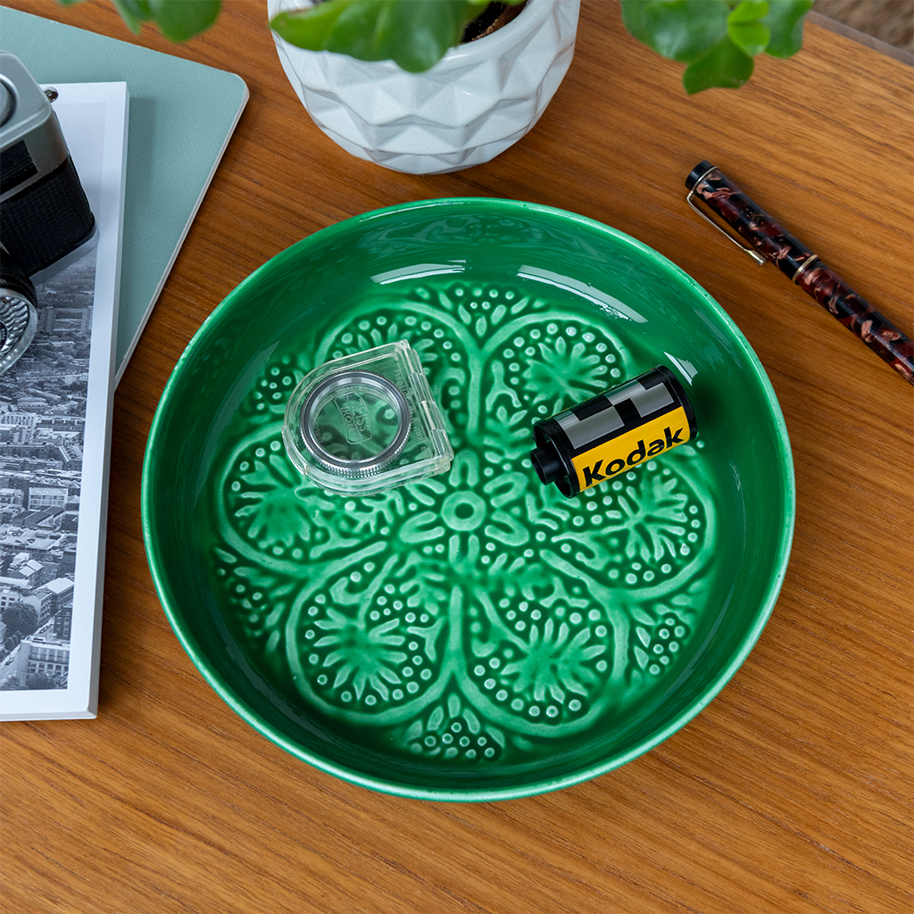 enamel trinket dish (17.5cm) - dark green