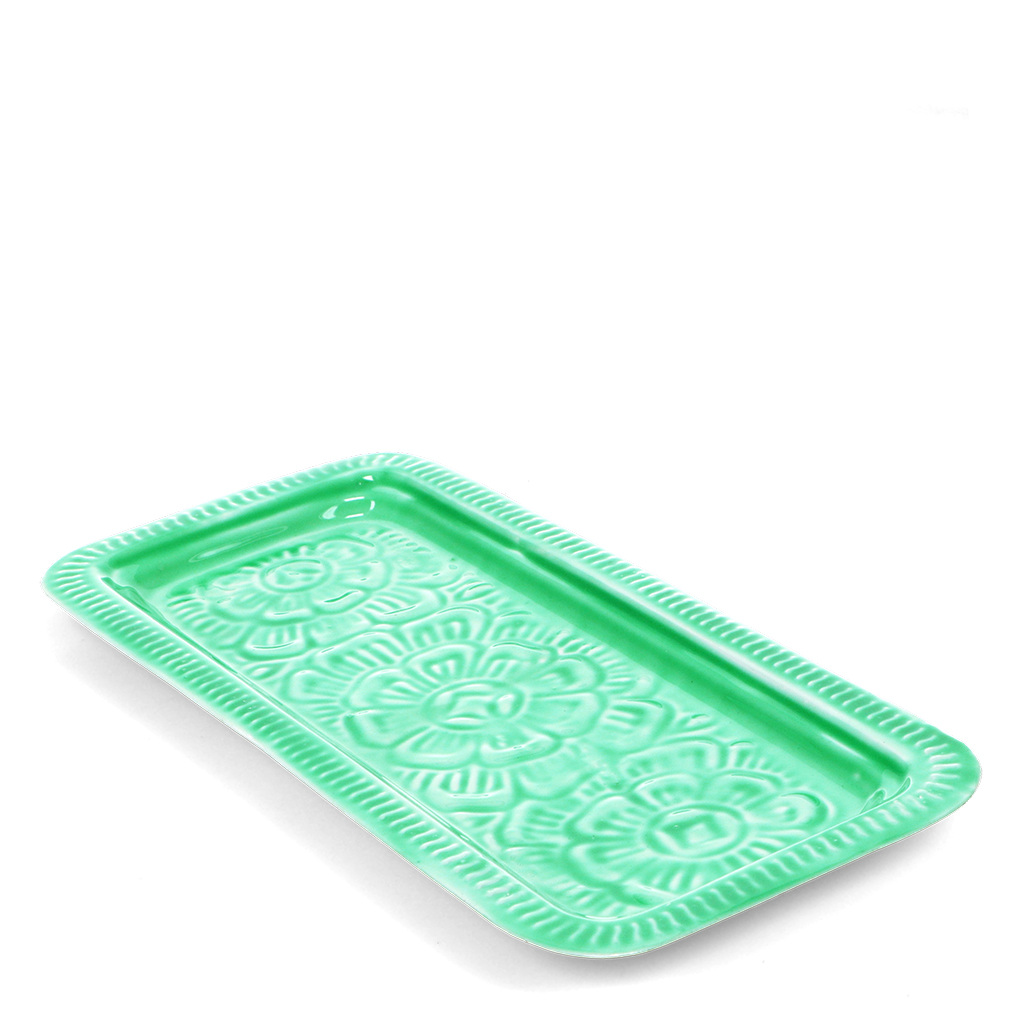 rectangular enamel trinket tray - green