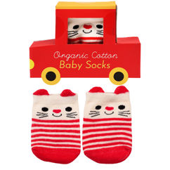pair of baby socks - red cat