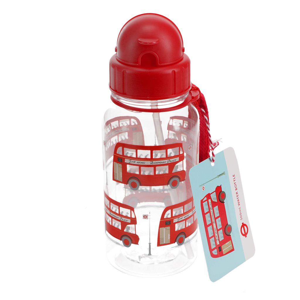 children's water bottle with straw 500ml - tfl routemaster bus