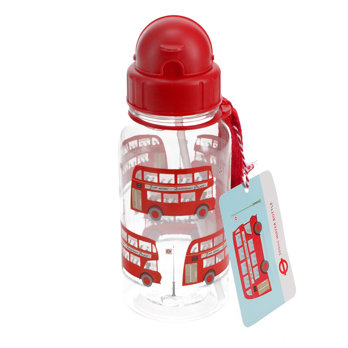 children's water bottle with straw 500ml - tfl routemaster bus