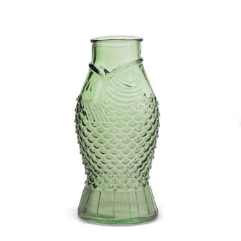 glass jug 350ml - green fish