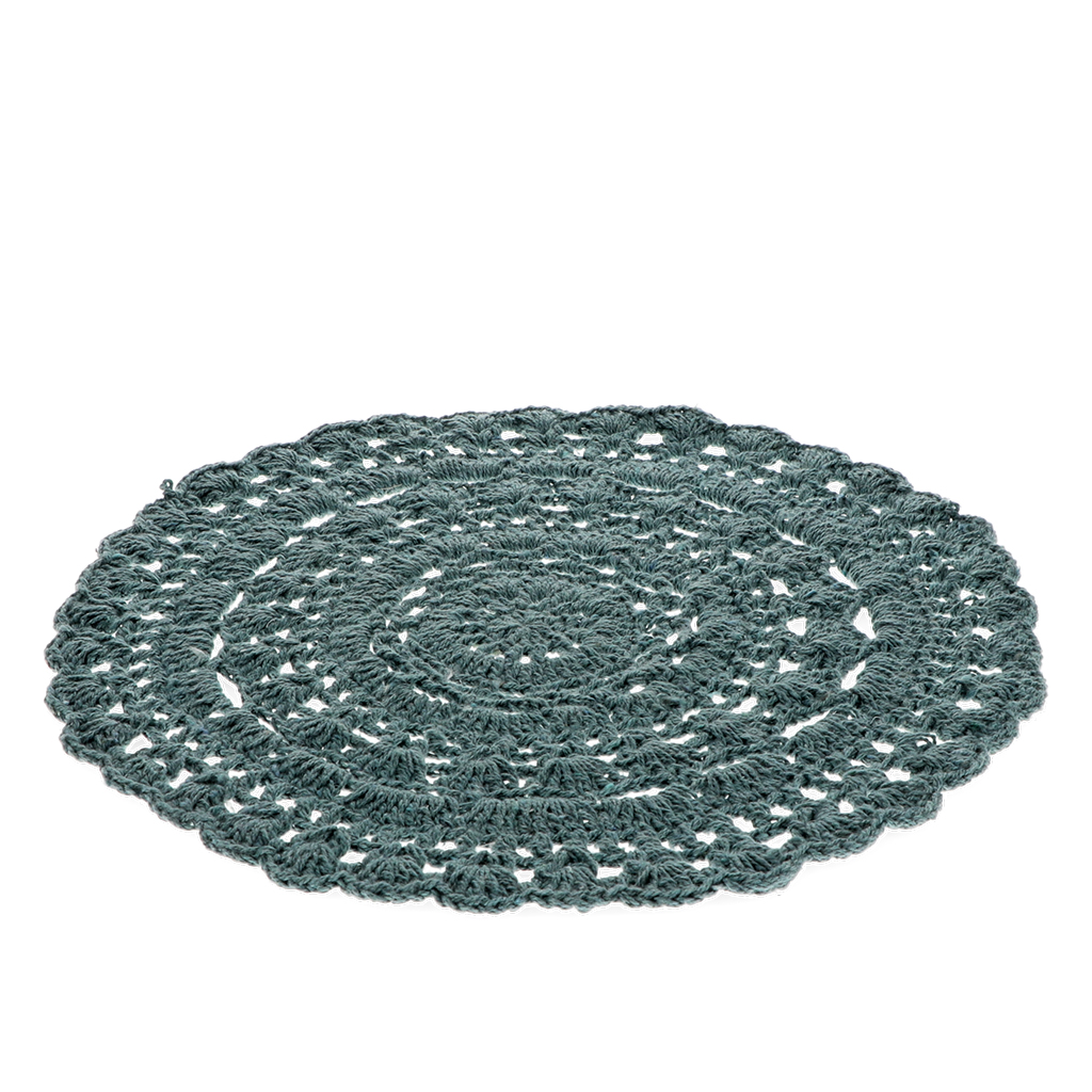gehäkelte platzmatte - blaugrün