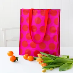 shopping bag - red on pink spotlight shopping bag - red on pink spotlight