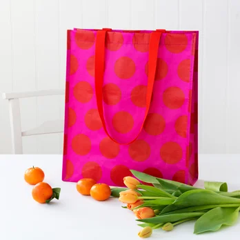 shopping bag - red on pink spotlight shopping bag - red on pink spotlight