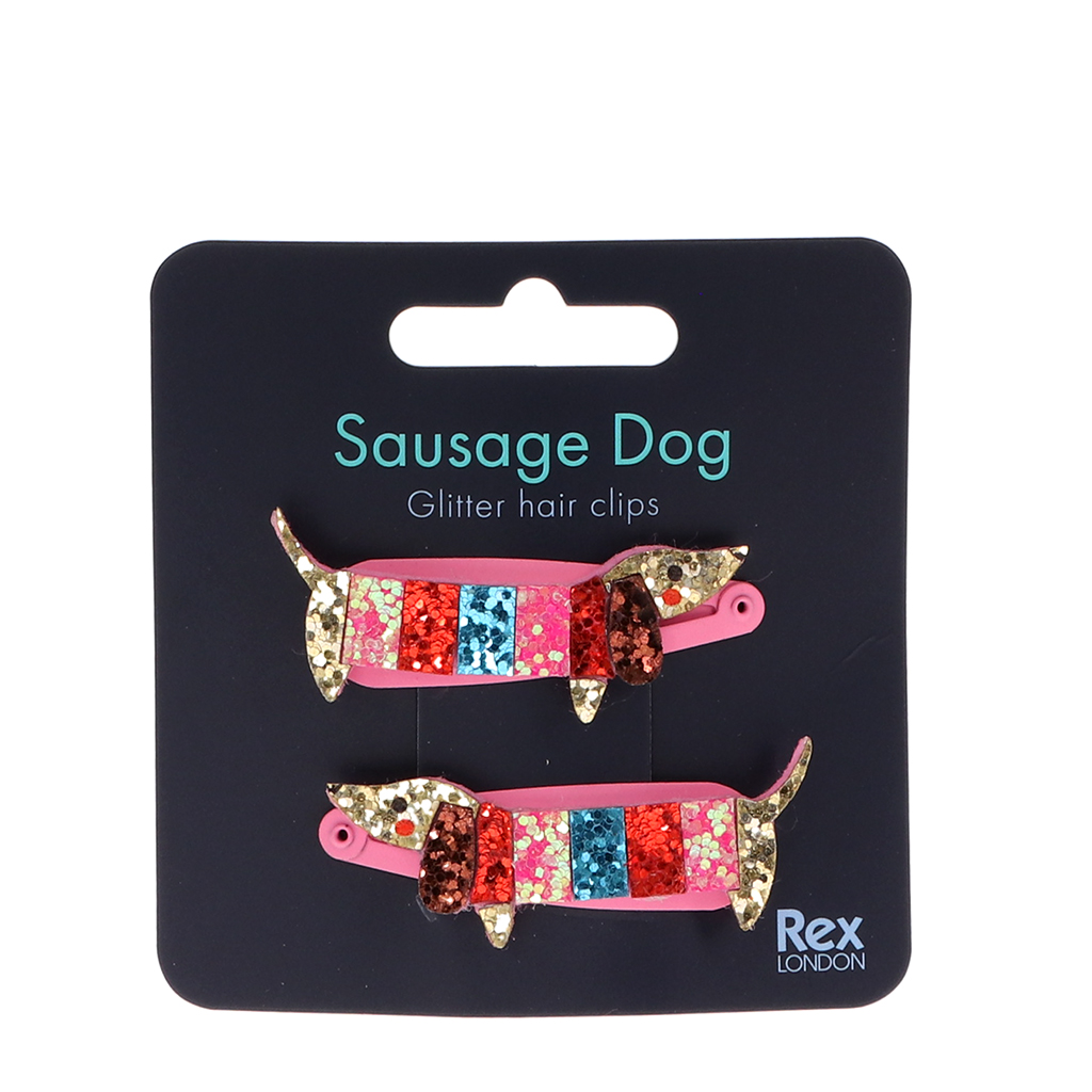 pinces à cheveux à paillettes sausage dog (lot de 2)