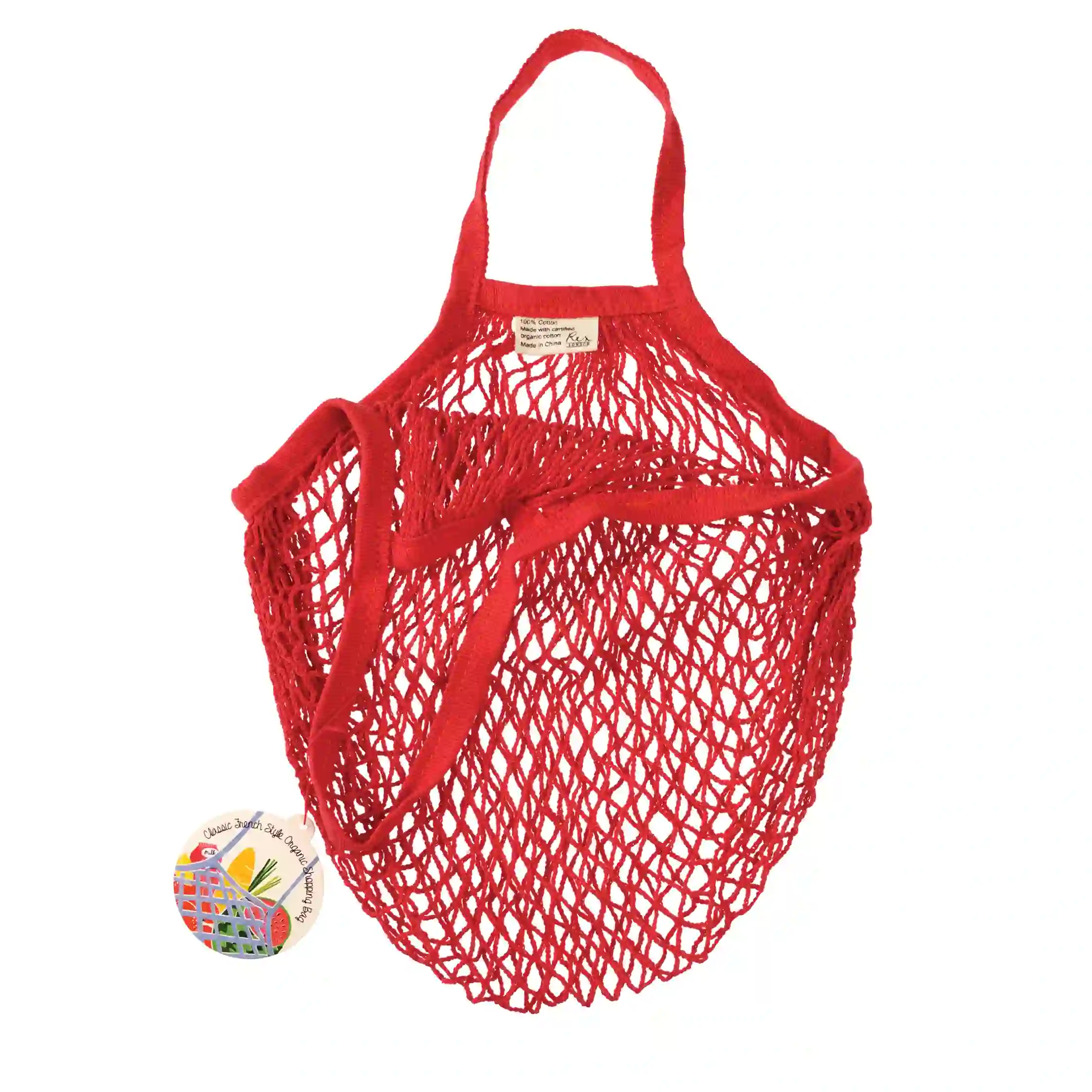 bolsa de malla en rojo algodón orgánico