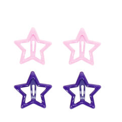 star hair clips (set of 4) - pink and purple