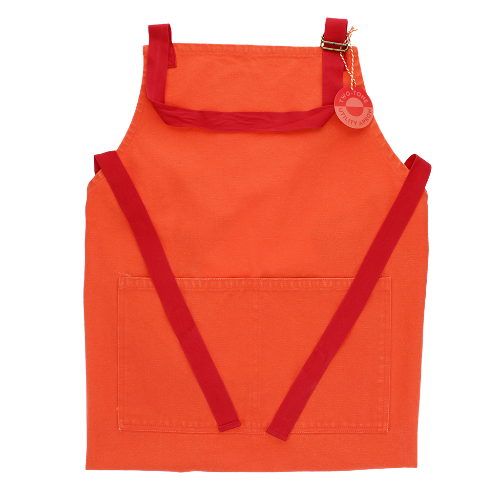 two-tone utility apron - coral