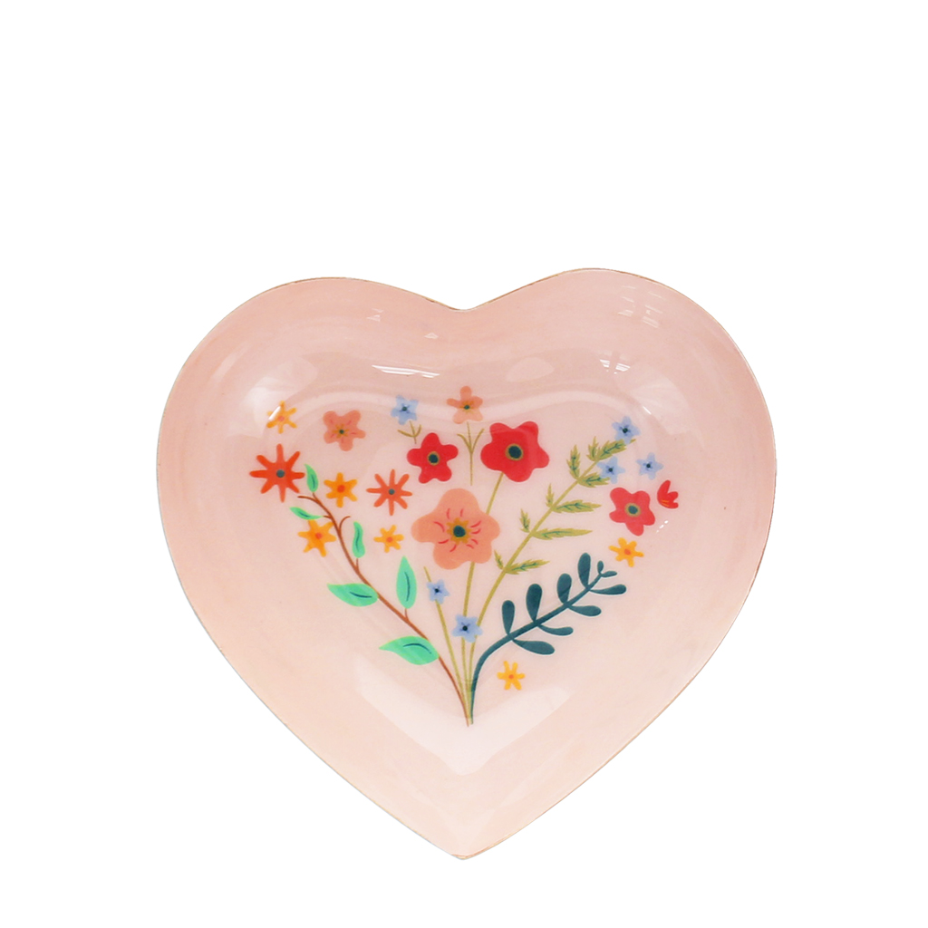 heart-shaped enamel trinket dish - flower