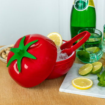 eiskübel in obstform mit deckel und zange – tomate