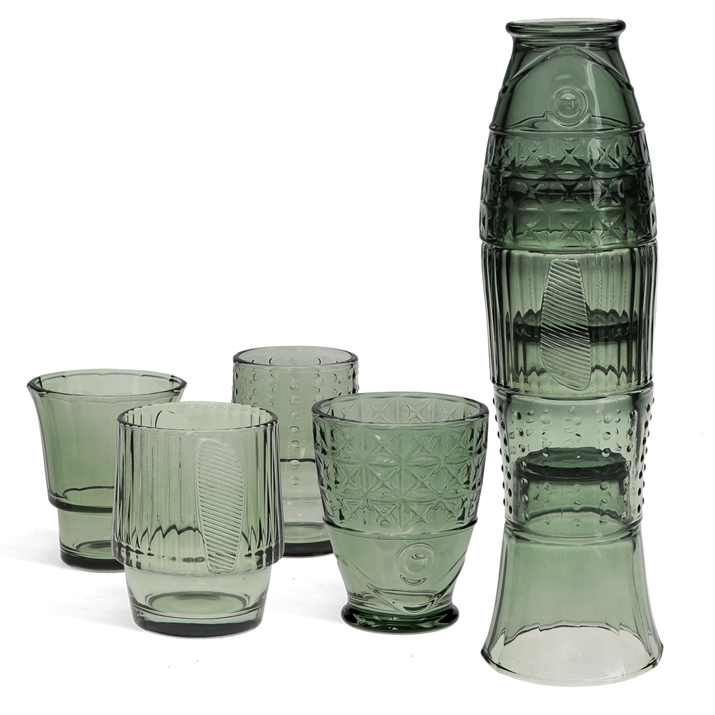 fish stacking glass tumblers (set of 4) - green