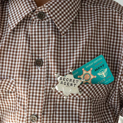 metal badge and id card - secret agent