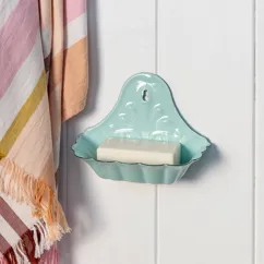 wall-mounted enamel soap dish - green wall-mounted enamel soap dish - green