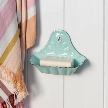 wall-mounted enamel soap dish - green wall-mounted enamel soap dish - green