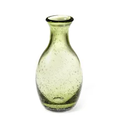 vase en verre bullé soufflé à la main (14 cm) - vert olive vase en verre bullé soufflé à la main (14 cm) - vert olive