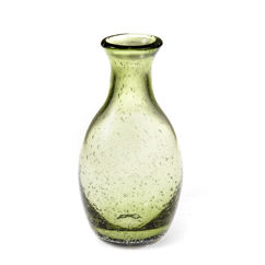 vase en verre bullé soufflé à la main (14 cm) - vert olive