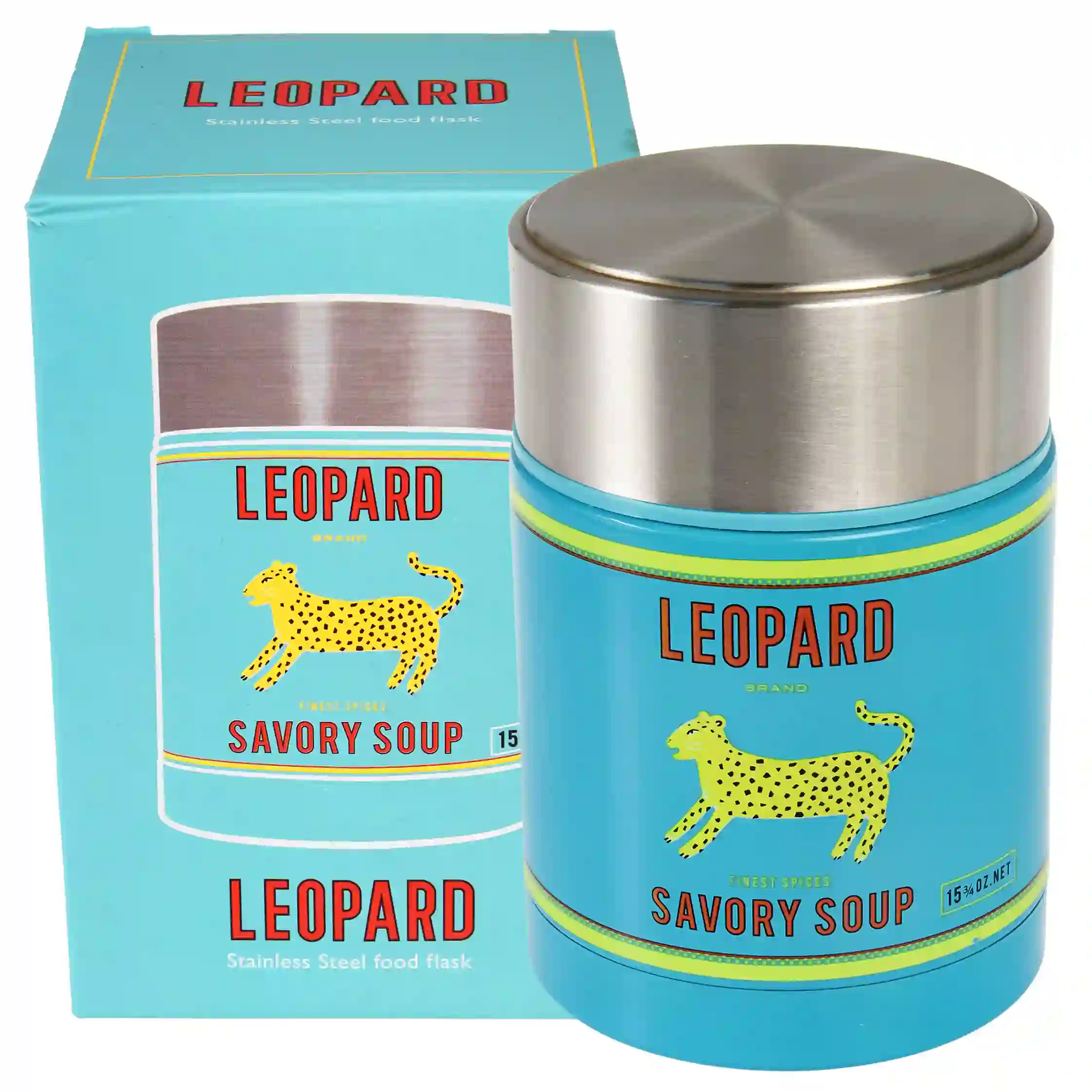 frasco de alimentos de acero inoxidable leopard