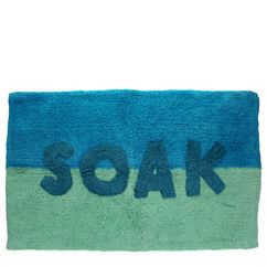 tapis de bain en coton tufté - « soak » bleu et turquoise