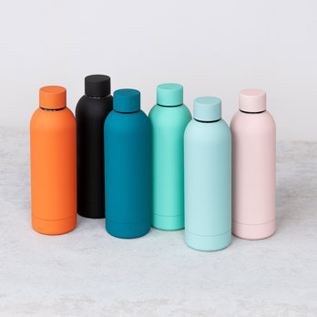 rubber coated steel bottle 500ml - eggshell blue
