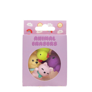 adorable animal erasers (set of 4) - medley