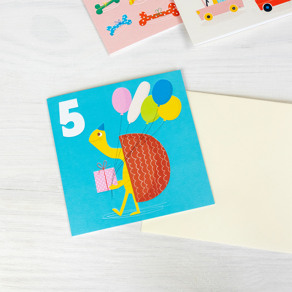birthday card - tortoise 'five'