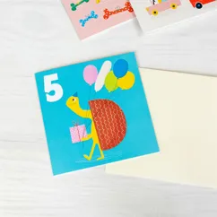 carte d'anniversaire tortue 'cinq'