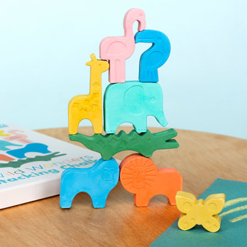 eight animal stacking chalks - wild wonders