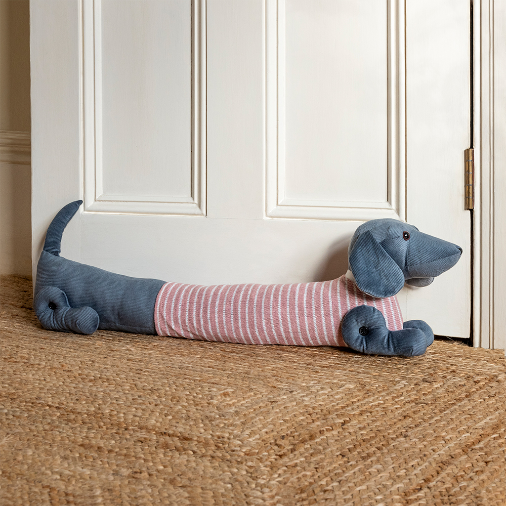 sausage dog draught excluder - pink