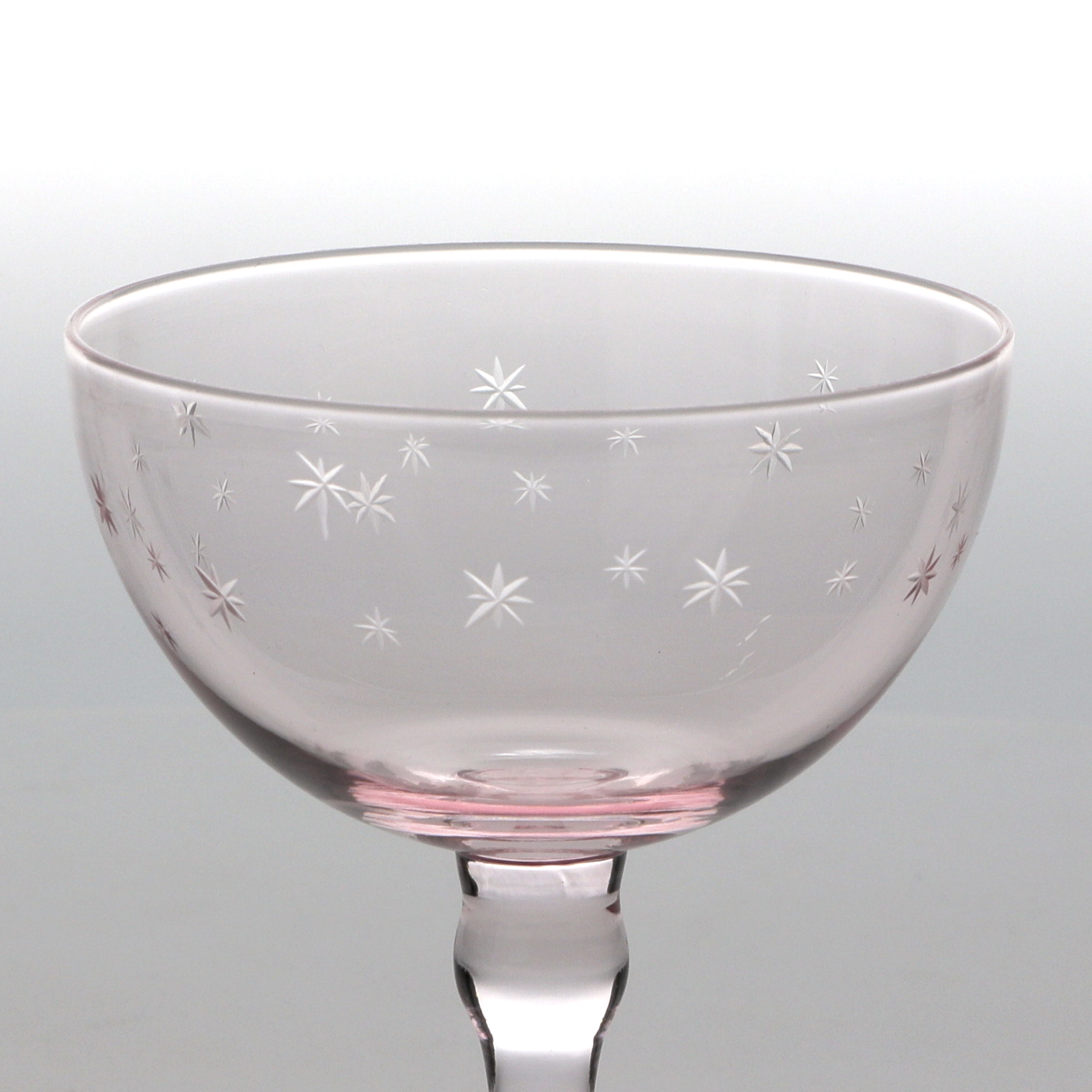 etched star coupe cocktail glasses 200ml (set of 2) - pink