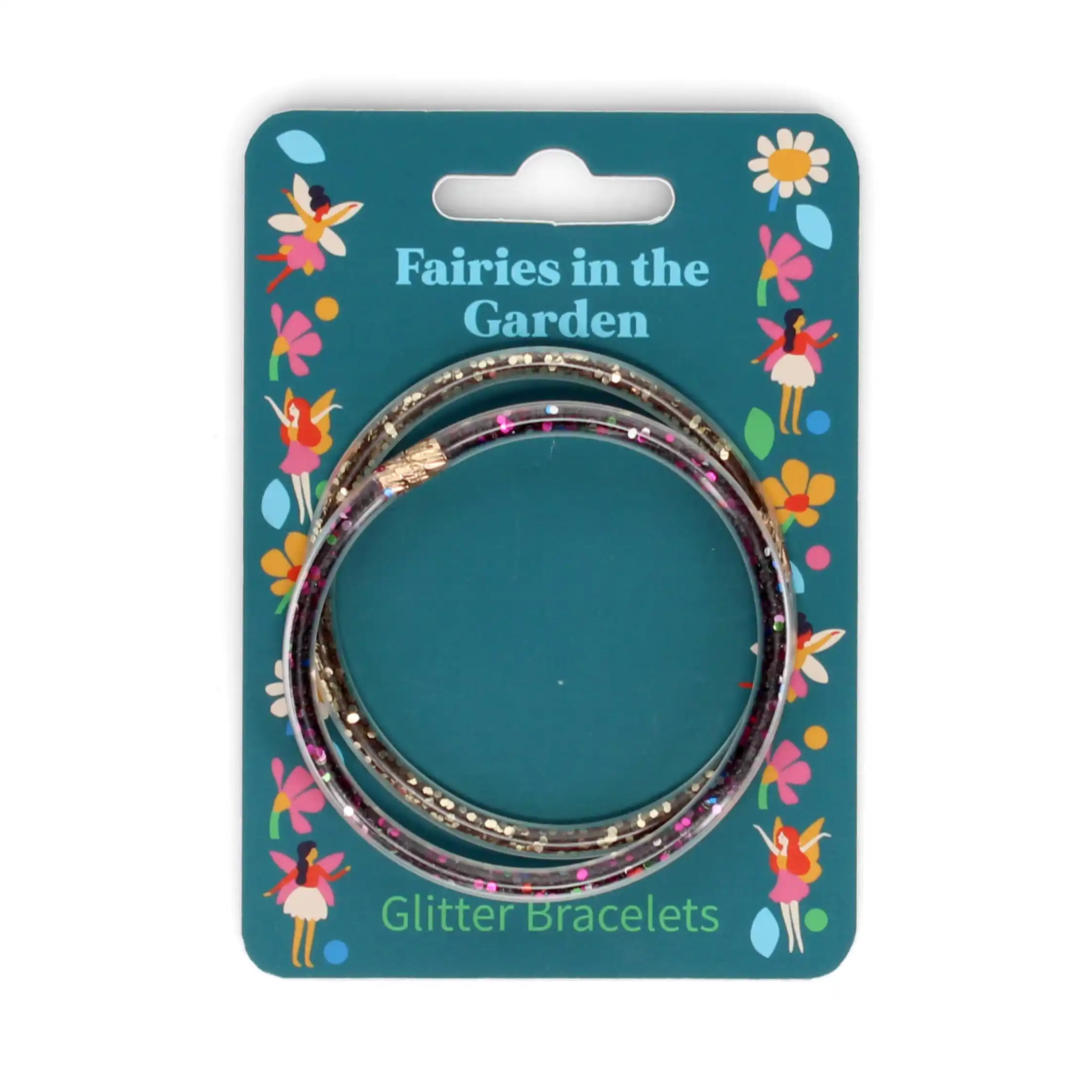 conjunto de dos pulseras de purpurina - fairies in the garden