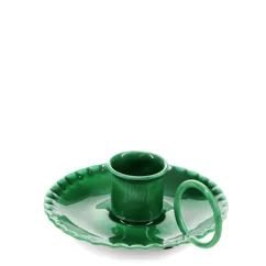 enamel chamberstick candle holder - dark green enamel chamberstick candle holder - dark green