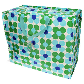 xxl-tasche - blaue und grüne gänseblümchen