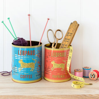 medium storage tins (set of 2) - leopard