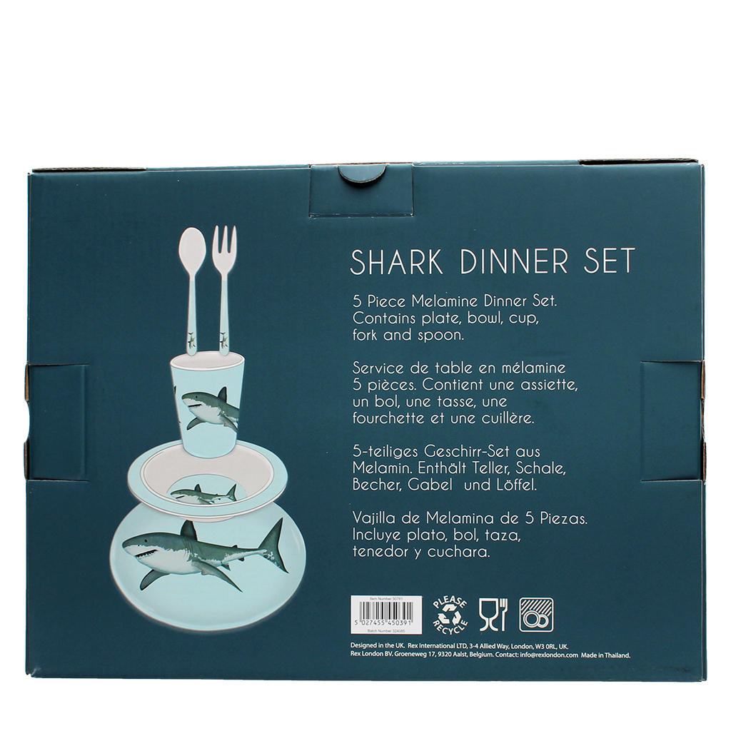 children's melamine dinner set (5 pieces) - sharks