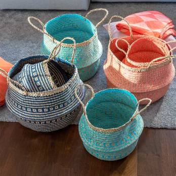 large seagrass basket - coral large seagrass basket - coral